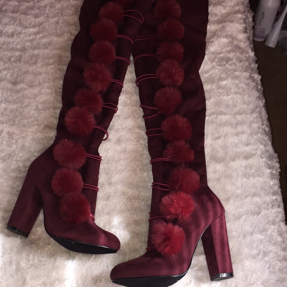 Fuzzy Over the Knee Heels